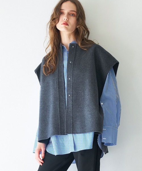 qualite（カリテ） ポンチョ ダブルフェイスジレ/秋服/冬服/ポンチョ