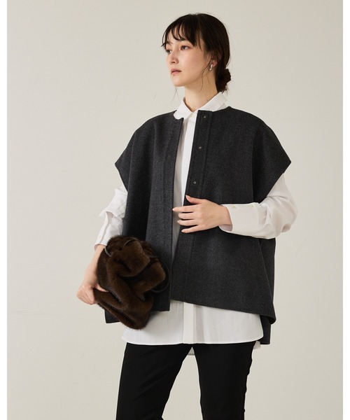 qualite（カリテ） ポンチョ ダブルフェイスジレ/秋服/冬服/ポンチョ