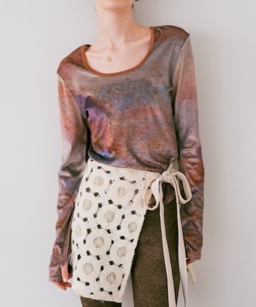 sahara（サハラ） tシャツ Velour Art Print Top/ベロアアートプリント