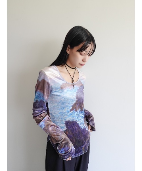sahara（サハラ） tシャツ Velour Art Print Top/ベロアアートプリント