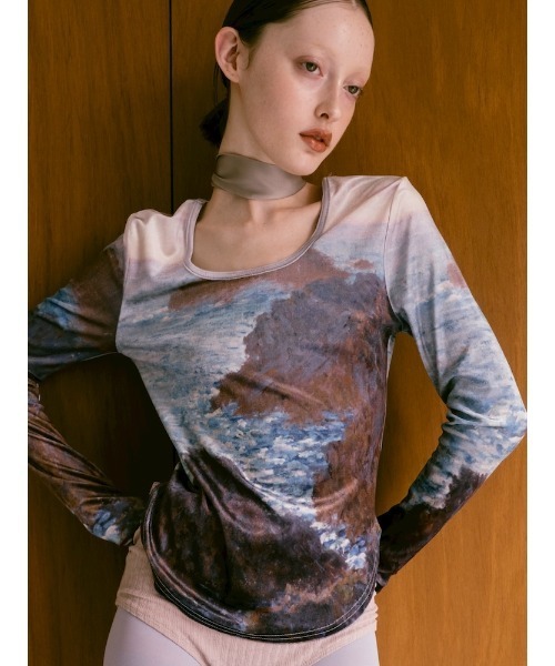 sahara（サハラ） tシャツ Velour Art Print Top/ベロアアートプリント