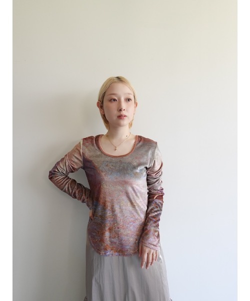 sahara（サハラ） tシャツ Velour Art Print Top/ベロアアートプリント
