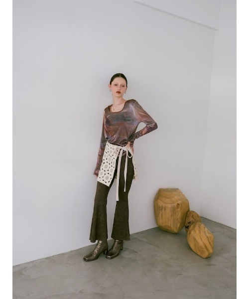 sahara　Velour Art Print Topベロアアートプリントトップ セール】Velour Art Print Top/ベロアアートプリントトップス（Tシャツ