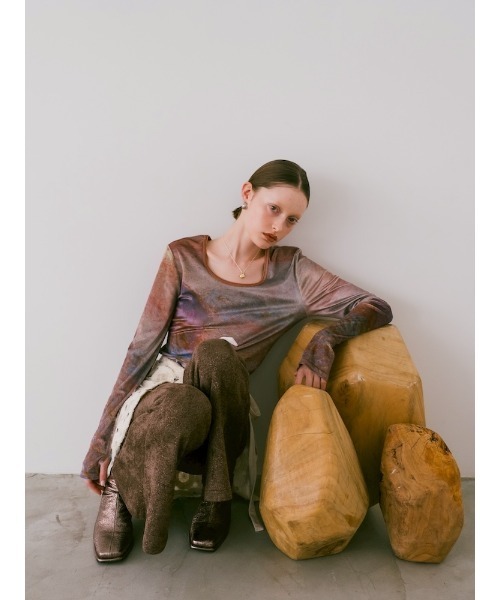 sahara（サハラ） tシャツ Velour Art Print Top/ベロアアートプリント