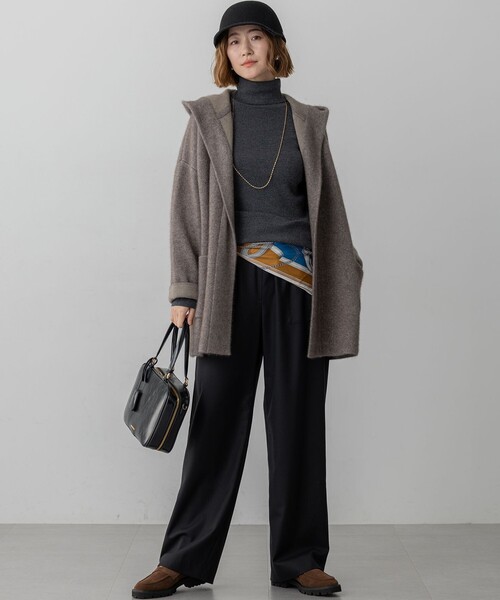 23区 カーディガン 「洗える」ラクーンブレンドダブルフェイス