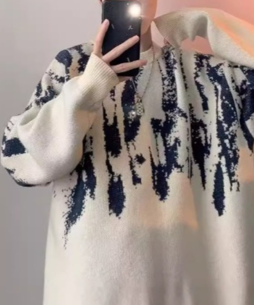 セーター ニット 「UNISEX」配色タイダイ柄ビッグシルエットニット
