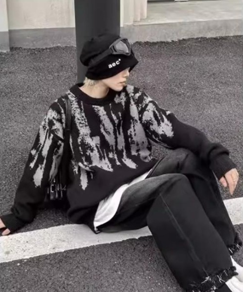 セーター ニット 「UNISEX」配色タイダイ柄ビッグシルエットニット
