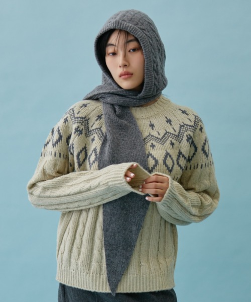 FUULLY STUDIO ニット帽 ニットキャップ ケーブルニットフーディ