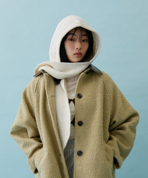 FUULLY STUDIO ニット帽 ニットキャップ ケーブルニットフーディ