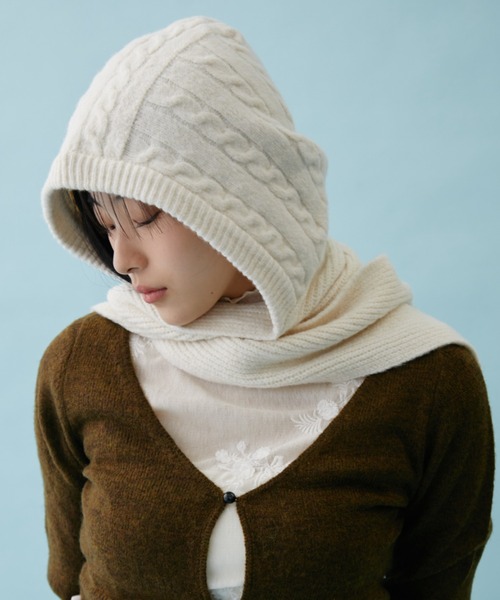 FUULLY STUDIO ニット帽 ニットキャップ ケーブルニットフーディ