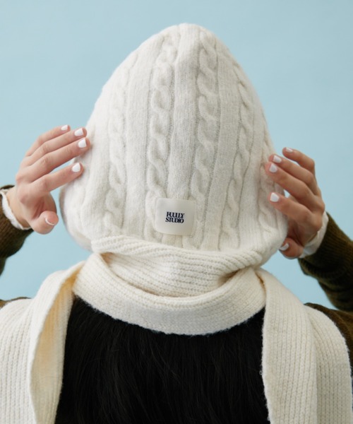 FUULLY STUDIO ニット帽 ニットキャップ ケーブルニットフーディ
