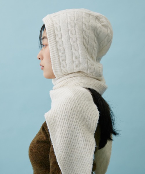 FUULLY STUDIO ニット帽 ニットキャップ ケーブルニットフーディ