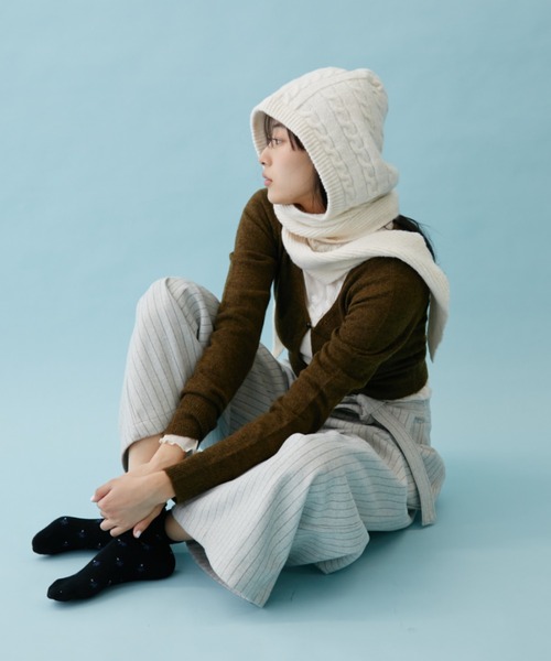 FUULLY STUDIO ニット帽 ニットキャップ ケーブルニットフーディ