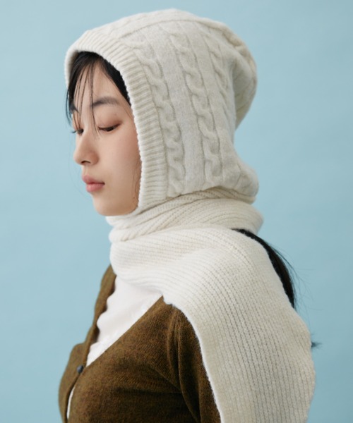 FUULLY STUDIO ニット帽 ニットキャップ ケーブルニットフーディ