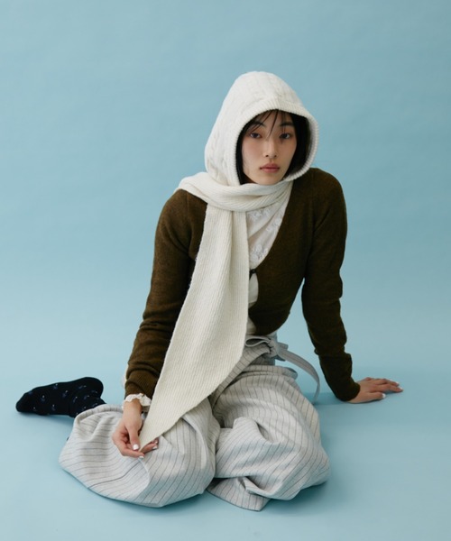 FUULLY STUDIO ニット帽 ニットキャップ ケーブルニットフーディ