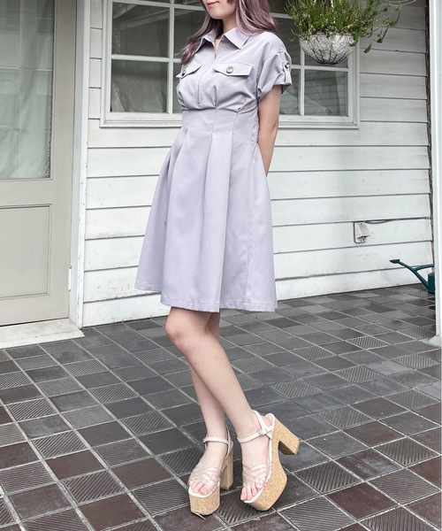 「abc une face」 半袖ワンピース FREE レッド レディース_画像5