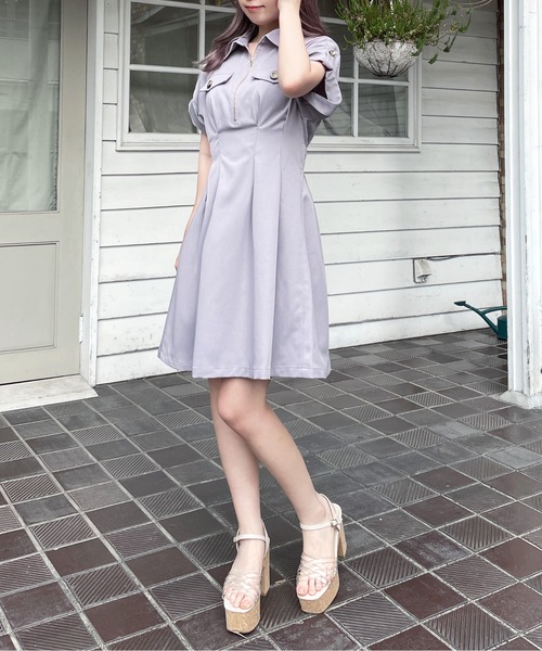 「abc une face」 半袖ワンピース FREE レッド レディース_画像7