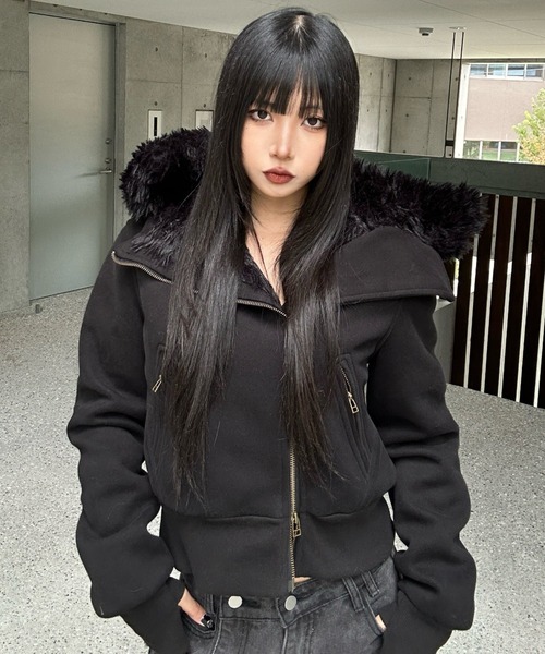 KsG ジャケット テーラードジャケット フェイクファージップアップ