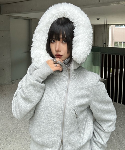 KsG ジャケット テーラードジャケット フェイクファージップアップ