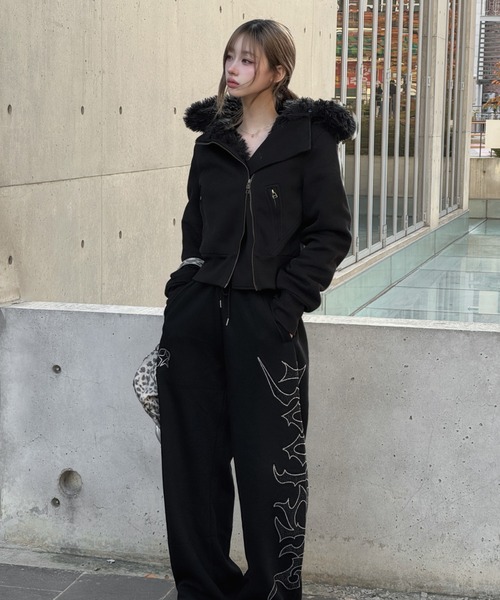 KsG ジャケット テーラードジャケット フェイクファージップアップ