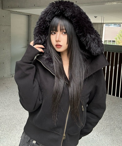 KsG ジャケット テーラードジャケット フェイクファージップアップ