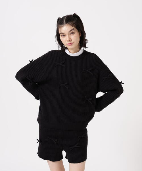 Jack Bunny!!（ジャックバニー） ニット セーター 7G2PLY袋編み リボン