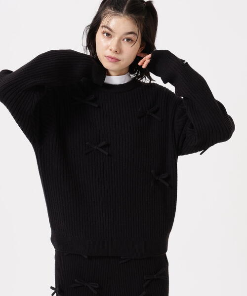 Jack Bunny!!（ジャックバニー） ニット セーター 7G2PLY袋編み リボン