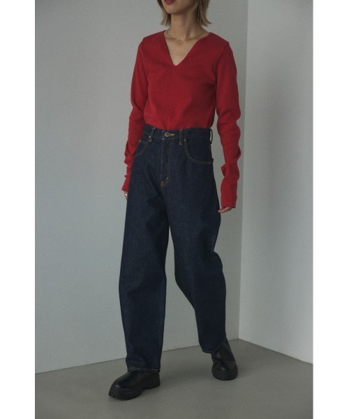 「BLACK BY MOUSSY」 デニムパンツ 23inch ダークブルー レディース_画像3