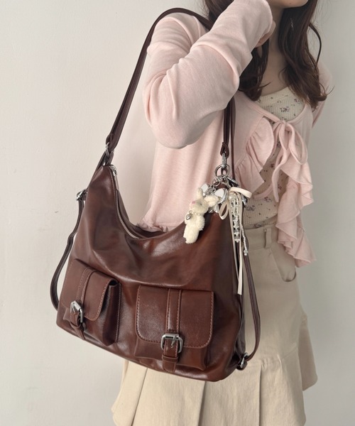 Loueme ショルダーバッグ バッグ ダブルポケット3WAYショルダーバッグ