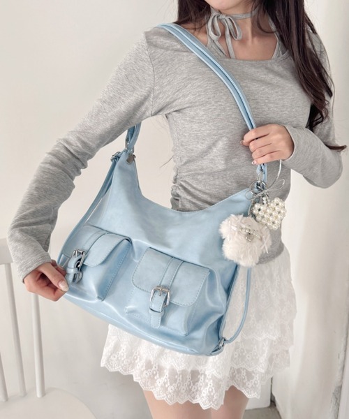 Loueme ショルダーバッグ バッグ ダブルポケット3WAYショルダーバッグ
