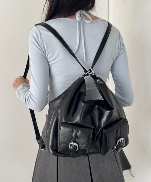 Loueme ショルダーバッグ バッグ ダブルポケット3WAYショルダーバッグ