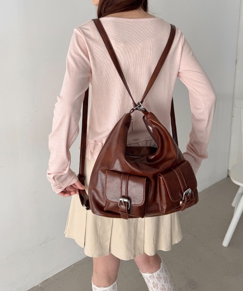 Loueme ショルダーバッグ バッグ 「7色展開」ダブルポケット3WAY