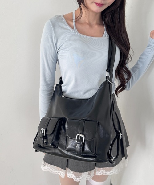 Loueme ショルダーバッグ バッグ 「7色展開」ダブルポケット3WAY
