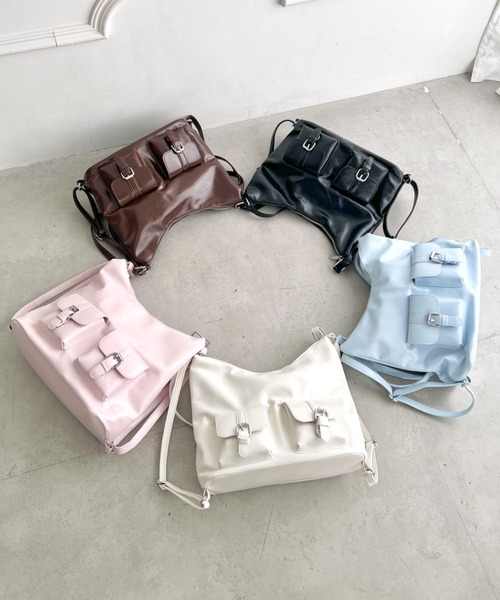 Loueme ショルダーバッグ バッグ ダブルポケット3WAYショルダーバッグ