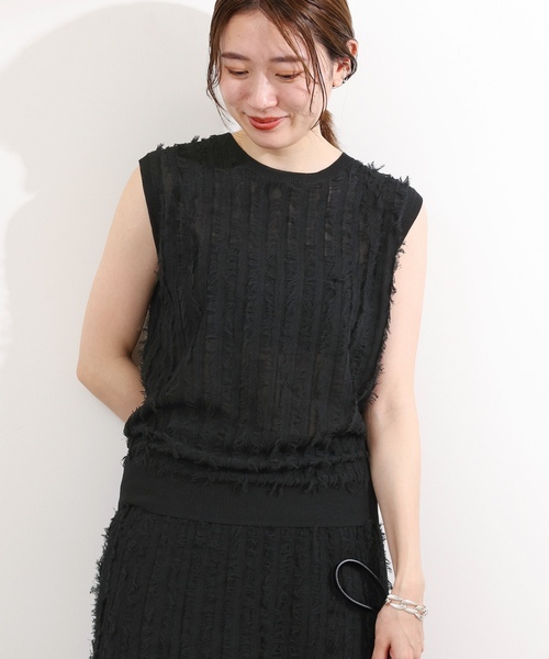 IENA  ﾉｰｽﾘｰﾌﾞﾆｯﾄ IENA（イエナ） ノースリーブニット - ホワイト レディース : ZOZOTOWN