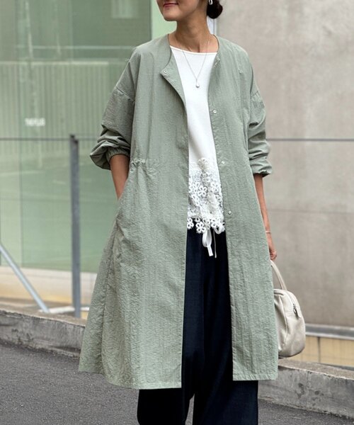 BEARDSLEY（ビアズリー） ノーカラーコート FREE ネイビー レディース