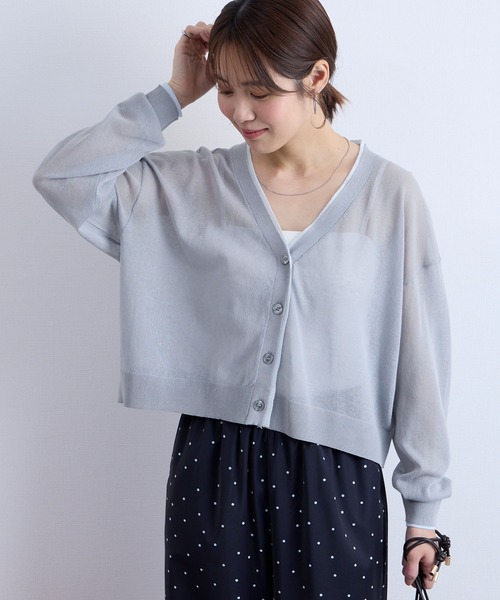 Aunely カーディガン 夏 「Aunely」透明感まとう シアー Vネック