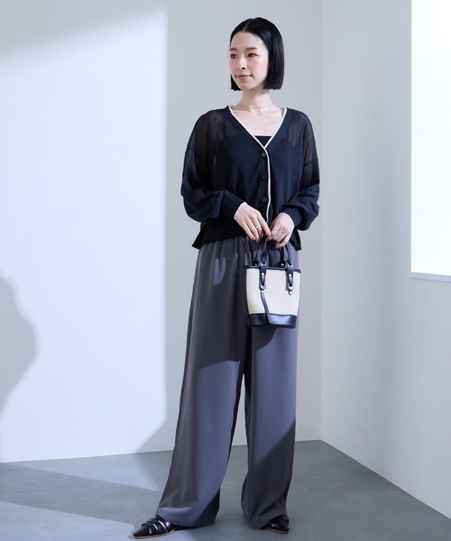 Aunely カーディガン 夏 「Aunely」透明感まとう シアー Vネック