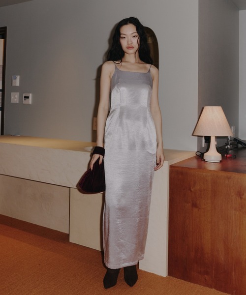 ANDRESD ドレス グロッシーサテンバックリボンドレス / glossy satin