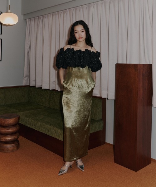 ANDRESD ドレス グロッシーサテンバックリボンドレス / glossy satin