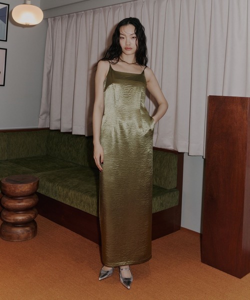 ANDRESD ドレス グロッシーサテンバックリボンドレス / glossy satin