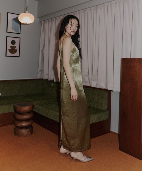ANDRESD ドレス グロッシーサテンバックリボンドレス / glossy satin