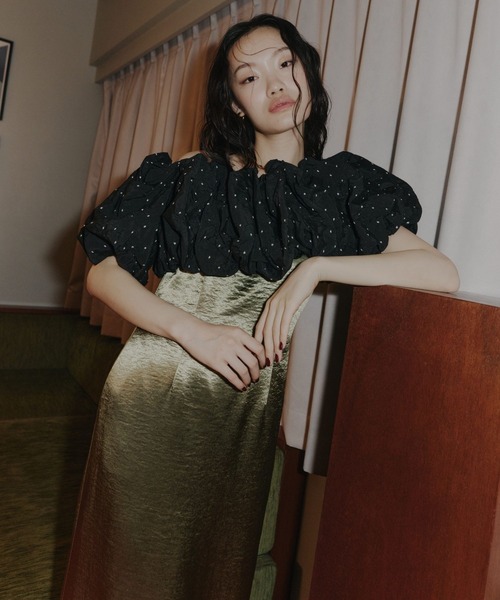 ANDRESD ドレス グロッシーサテンバックリボンドレス / glossy satin