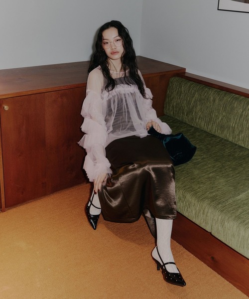 ANDRESD ドレス グロッシーサテンバックリボンドレス / glossy satin