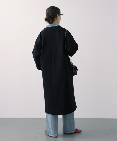 「saloon」 ノーカラーコート MEDIUM ブルー レディース_画像8