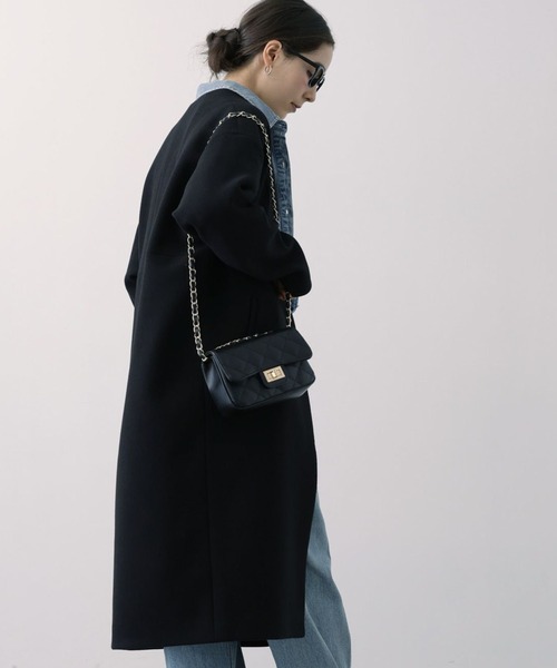 「saloon」 ノーカラーコート MEDIUM ブルー レディース_画像9