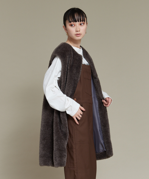 「NOMINE」 ベスト フリー ベージュ レディース_画像4