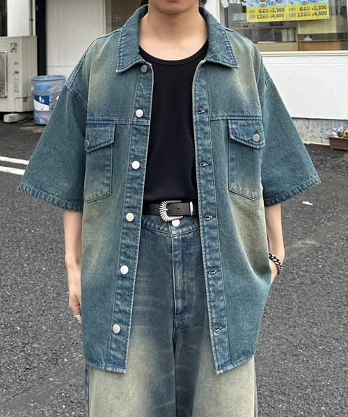 「ADAMASTE」 半袖シャツ MEDIUM ブラック メンズ_画像2