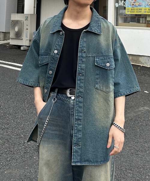 「ADAMASTE」 半袖シャツ MEDIUM ブラック メンズ_画像3