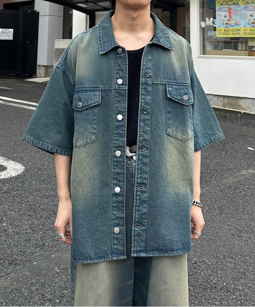 「ADAMASTE」 半袖シャツ MEDIUM ブラック メンズ_画像4